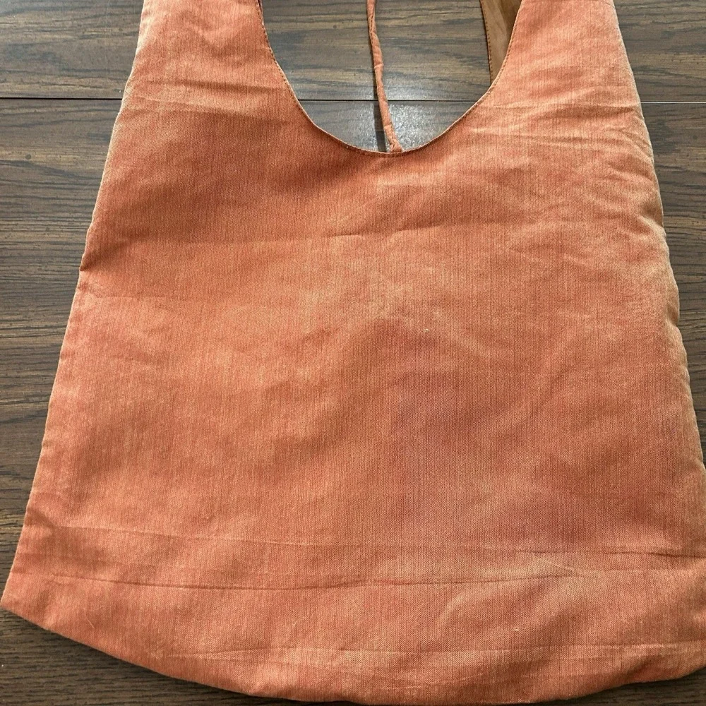Handmade Beaded Boho Embroidered Hobo Bag‎ Terracotta Tote Floral 70's Vibe